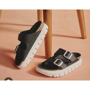 Papillio Birkenstock Black Leather Platform Sandals EU 40/ 9 US Chunky Sole